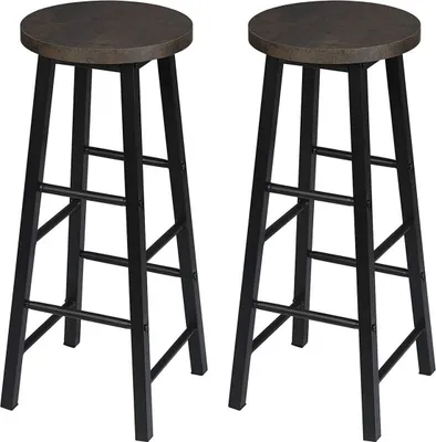 Imagen del producto de Taburetes altos Denza – Color óxido – Juego de 2 – Sin respaldo – Para cocina y bar – Altura del asiento: 71 cm – Madera y metal