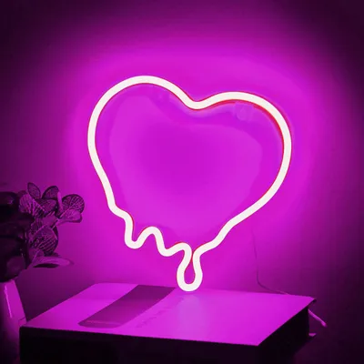 Produktbild von Rosa Herz Leuchtreklame LED Neonlicht USB Nachtlicht Batteriebetrieben für Wand Zimmer Spielzimmer Bar Party Dekoration
