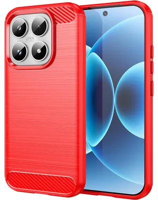 Produktbild von Hülle für Xiaomi 17, Carbon-Faser TPU Silikon Stoßfest Schutzhülle Rot