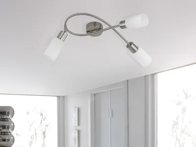 Obrázok produktu pre Stropné bodové svietidlo 3 plamene strieborné opálové sklenené tienidlá biele, šírka 45 cm - R80013907