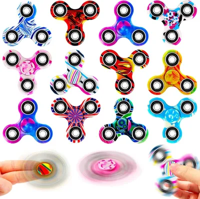 Productafbeelding van Fidget-spinners - Set van 12 - Anti-stressontlasting speelgoed - Fidget-speelgoed voor kinderen en volwassenen
