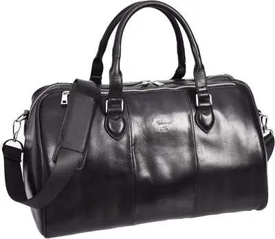 Produktbild von Herren-Reisetasche aus Leder, abnehmbarer Schultergurt, doppelt gerollte Griffe, innen mit Reißverschluss, Thorstein-Obsidian-Schwarz