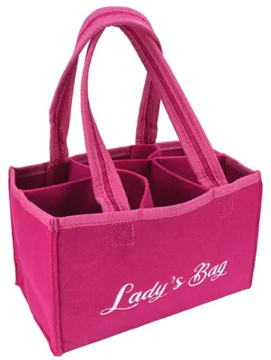 Produktbild von Flaschenträger aus Filz pink mit 6 Fächern Frauenhandtasche Ladys Bag