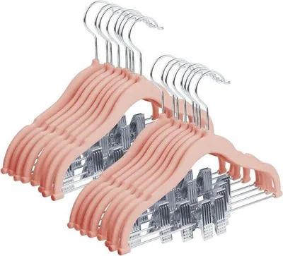 Produktbild von Famanu Kinderkleiderbügel Set 16 Stück - Samt Antirutsch Rosa