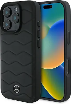 Zdjęcie produktu dla Mercedes MEHCP16L23RWRSK iPhone 16 Pro 6,3" czarny hardcase MB Waves Skórzane etui ochronne