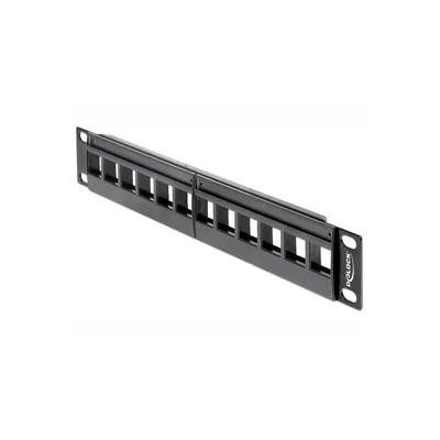 Image de Delock - Panneau de raccordement - Noir - 1U - 25,4 cm (10") - 12 ports