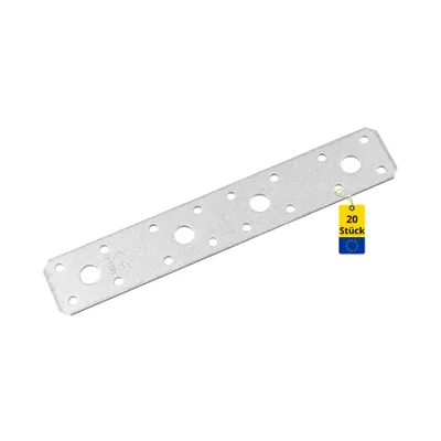 Produktbild von DMX - Flachverbinder verzinkt 20er Set 200x35x2,5 - Lochplatte - Holzverbinder - Stahlverbinder - Lochblech 2,5 mm - Flacheisen - Verbindungsplatte