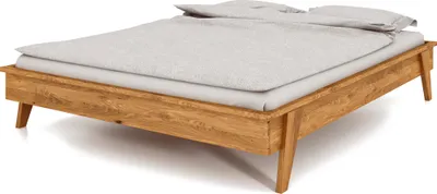 Produktbild von Bett RETRO 120 x 210 aus Massivholz, ohne Kopfteil, Naturgeölt