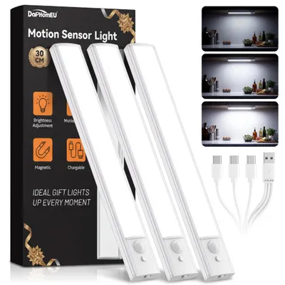 3er-Set LED-Küchenlampen mit Bewegungsmelder, 30 cm