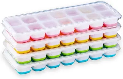 Immagine prodotto di Set di stampi per cubetti di ghiaccio in silicone - Set da 56 pezzi - Senza BPA - 4 pezzi