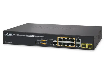 Produktbild von PLANET GS-5220-8P2T2S, Managed, L2+, Gigabit Ethernet (10/100/1000), Power over Ethernet (PoE), Rack-Einbau, 1U