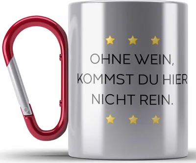 Produktbild von Trendation - Lustige Edelstahl Tasse Karabiner mit Spruch für Frauen Männer Arbeit Büro Lustig Edelstahl Tasse Karabinern Becher mit Sprüchen Kollegin Geschenk Sarkasmus Wein Spruch (Rot)