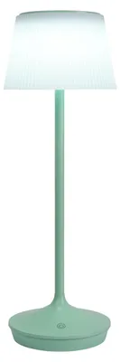 Obrázok produktu pre Vonkajšie stolné lampy – LED / nastaviteľná farba svetla (CCT) – solárna / akumulátorová stolná lampa "EMMI" – výška: 38 cm, farba: mintová. Stolná lampa do exteriéru v škandinávskom štýle, vyrobená z kovu a plastu, výška 38 cm, priemer 13 cm. LED doska – stmívateľná – dotykový senzor – prepínač farby svetla (CCT)