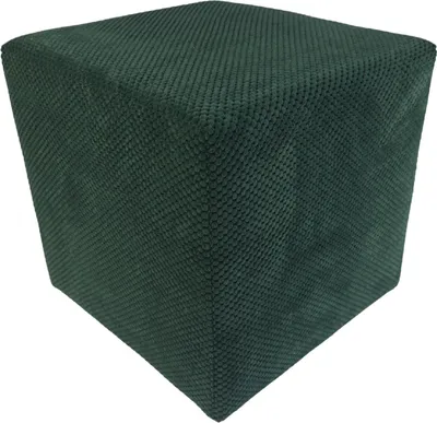 Zdjęcie produktu dla Pufa ZEFIR DOT welurowa 40x40 cm tapicerowana kwadratowa miękka pufa do salonu i sypialni butelkowa zieleń