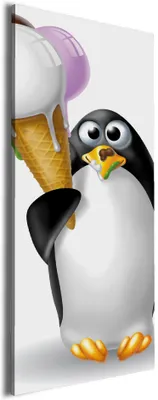 Produktbild von Wallario Premium Leinwandbild Süßer Eis Pinguin in Größe 30 x 75 cm