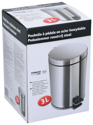 Obrázek produktu pro Pedálový odpadkový koš 3 litry - Koupelna nebo WC - Nerezová ocel - Stříbrná barva