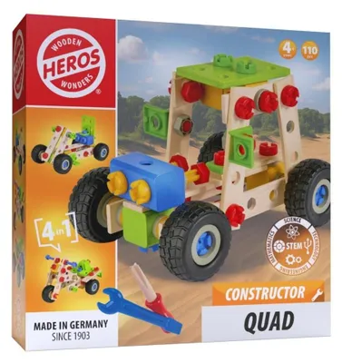 Zdjęcie produktu dla Klocki konstrukcyjne Quad drewniane 4w1 110 elementów dla dzieci od 4 lat