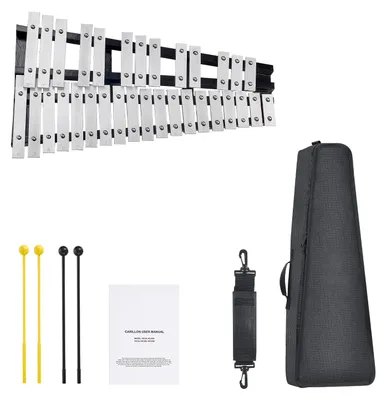 Produktbild von SucceBuy Glockenspiel-Xylophon-Set mit 32 Tönen, Schlaginstrument mit Schlägeln, Trommelstöcken und Tragetasche, vielseitiges Set für Erwachsene und Schüler