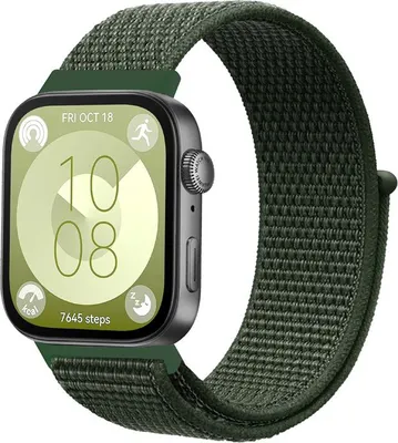 Produktbild von Strap-it Nylonband mit Klettverschluss - passend für Huawei Watch Fit 3 / Watch Fit 4 / Watch Fit 4 Pro (dunkelgrün)