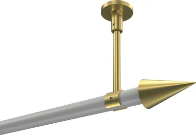 Produktbild von Interdeco Gardinenstange / Vorhangstange Weiß / Messing-Optik, Typ Sonette Savio (Kegel) ohne Ringe, Deckenmontage, 20 mm Ø 1-läufig, 420 cm