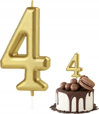 Immagine prodotto di Candela Di Compleanno Numero 4 Numero In Metallo Dorato Per Festa Di Compleanno