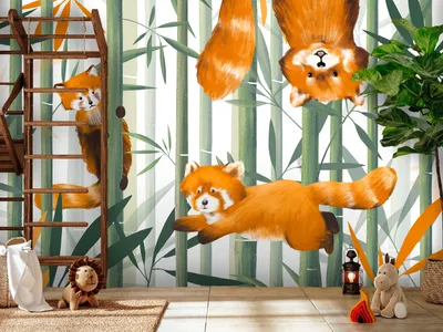 Produktbild von Vlies Fototapete für Kinder 400x280 cm Tapeten Wandtapete XXL Tiere Pandas Dschungel Natur e-A-10031-a-a