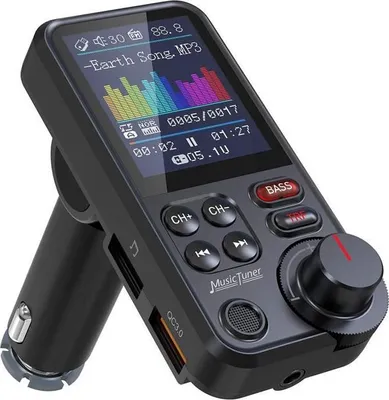 Produktbild von Bluetooth-FM-Transmitter fürs Auto, Bluetooth-Autoradio-Adapter mit leistungsstarkem Mikrofon und 1,8-Zoll-Farbbildschirm, unterstützt