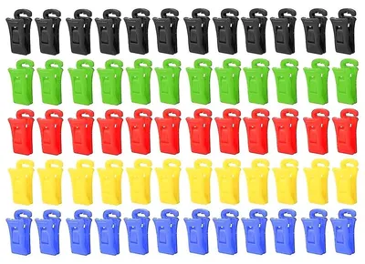 Sockenclips, 60 Stück, rutschfest, mit Haken, Kunststoff, bunt