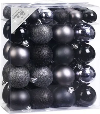 Produktbild von Weihnachtskugeln Kunststoff 4-6cm schwarz / dunkelgrau Mix 50er Set