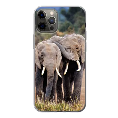 Produktbild von MuchoWow® Handyhülle Schutzhülle Hülle für iPhone 12 Pro Elefant - Tiere - Bäume - Natur Silikon Softcase Handy Hülle - Abdeckung