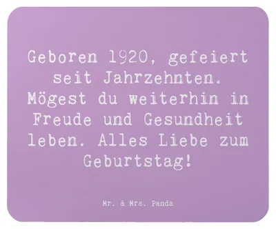 Produktbild von Mr. & Mrs. Panda Mauspad Spruch 1920 Geburtstag - Lavendeltraum - Geschenk, Geburtstagsgeschenk, Geboren, Feier, pc, mousematte, besonderer Geburtstagsspruch, Mouse Pad