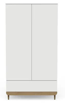 Image de CALICOSY - Armoire 2 portes 1 tiroirReproduction blanc et chêne H194 cm  SKANDIA