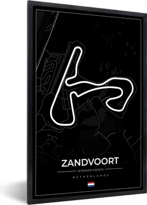 Produktbild von MuchoWow® Gerahmtes Poster Formel 1 - Rundkurs Zandvoort - Rennstrecke - Niederlande - Schwarz 60x90 cm - Poster mit Schwarzem Bilderrahmen Wandposter Rahmen Foto Bilder - Kunst