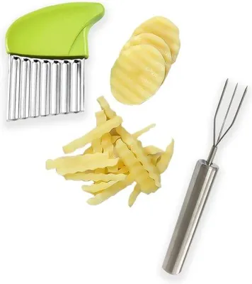 Immagine prodotto di Set da 2 pezzi composto da affettatrice per verdure e schiacciapatate in acciaio inossidabile