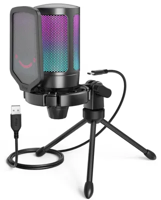 Produktbild von FIFINE Gaming Mikrofon PC, USB Microphone für Streaming Podcast Studio, mit Mikrofon Ständer und Stummschalttaste, für PS4 PS5 Mac