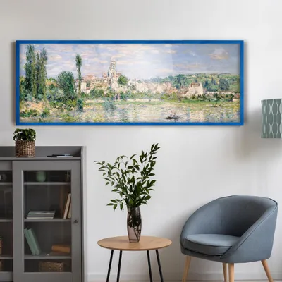 Produktbild von MG Design Bilderrahmen Blau 50x100 cm - Posterrahmen Echtholz mit Acrylglas, verstärkte Wandaufhängung, hoch/quer