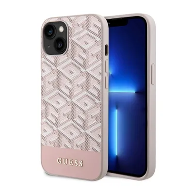 Productafbeelding van Guess Guhmp14Mhgcfsep telefoonhoesje voor iPhone 14 Plus - Roze, met Gcube strepen en MagSafe