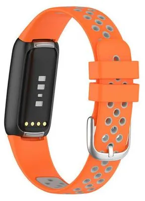 Produktbild von By Qubix passend für Fitbit Luxe - Silikon Sportarmband - Größe: Large - Orange + Grau