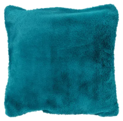 Polyester-Kissen Mellow, Imitatborte, 45x45 cm, pfauenblau