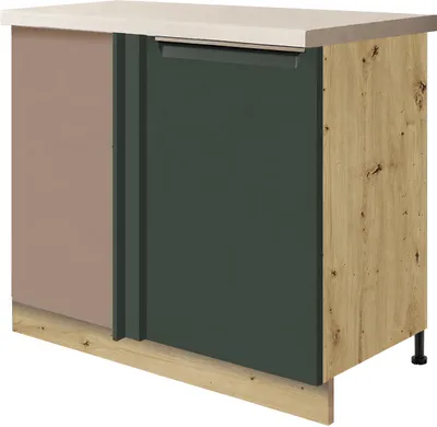 Obrázek produktu pro GLAMOUR GREEN 25D – Rohová spodní skříňka 110 cm, tmavě zelená matná