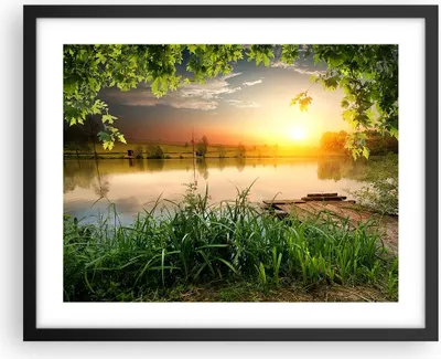 Produktbild von Gerahmtes Poster - Schwarzer Rahmen - Brücke See - 50x40 cm - Wand Bild - Wanddeko - Wandbilder - Kunstposter - Wandposter - Bilderrahmen - Bilder - Kunstdruck - Wandbild - P2BAA50x40-3914