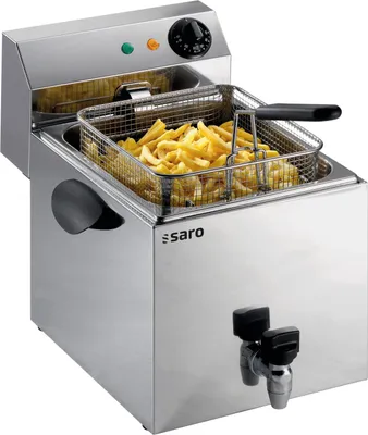 Immagine prodotto di Friggitrice professionale con capacità di 8 litri - rubinetto di scarico e maniglie, acciaio inox, 230V