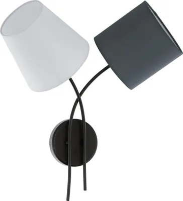 Produktbild von EGLO Wandlampe Almeida, 2 flammige Textil Wandleuchte, Material: Stahl, Stoff, Farbe: Schwarz, anthrazit, weiß, Fassung: E14