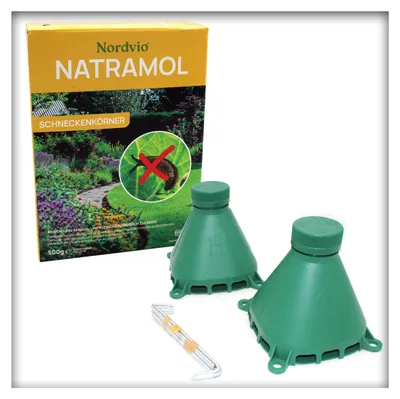 Produktbild von 2 Stück Schneckenfallen mit Schneckenkorn und Kindersicherung unzugänglich für Haustiere