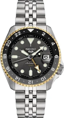 Produktbild von Seiko 5 Sports Automatikuhr aus Edelstahl mit anthrazitfarbenem Zifferblatt SSK021K1