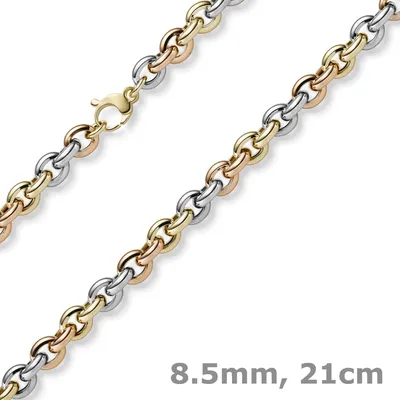 Produktbild von 8,5mm Rundanker Armband Phantasiearmband aus 585 Gold gelb/rot/weiß 21cm