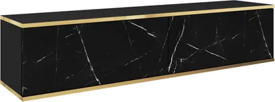 Obrázek produktu pro Selsey Mucalma - Závěsná TV skříňka, vzhled černého mramoru / zlatá, 135 cm