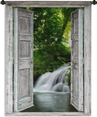 Produktbild von MuchoWow® Wandteppich Wandbehang Wasserfall - Aussicht - Landschaft 120x160 cm Tapisserie Dekoration Wandtuch - Wohnzimmer - Moderne
