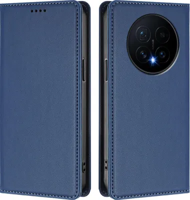 Produktbild von Handyhülle für Honor Magic8, Kunstleder Klapphülle Stoßfeste Magnetische Hülle mit Ständer Dunkelblau