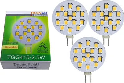 Produktbild von 3er Set 2.5 Watt dimmbares G4 LED Leuchtmittel Platine 12V AC/DC warm-weiß